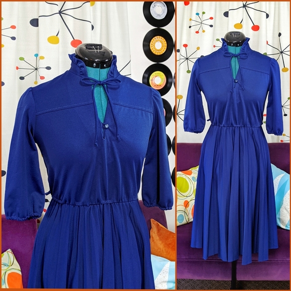 Kings Row Dresses & Skirts - Vintage Dress Secretary Navy Blue XS